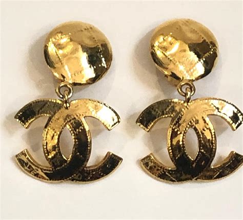 chanel gold earrings logo|chanel gold plated earrings.